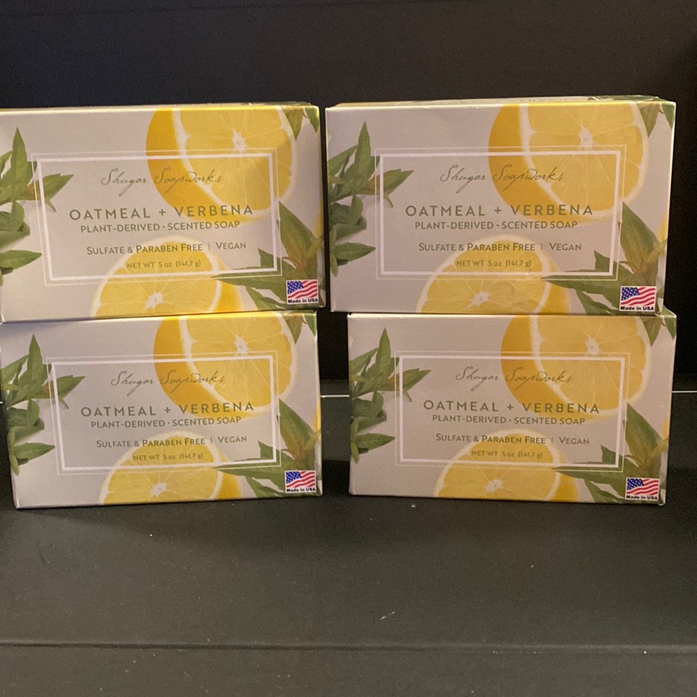 Lot of 4 Shugar Soapworks Oatmeal & Verbena Bar Soap